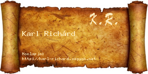 Karl Richárd névjegykártya